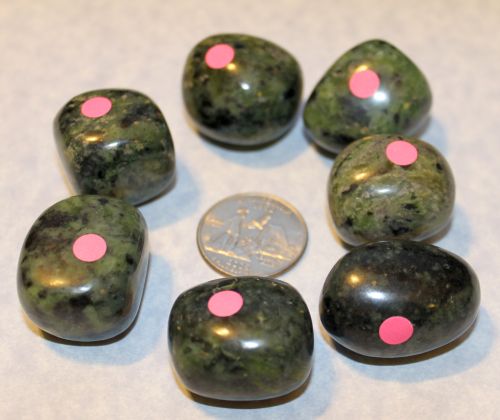 Nephrite Tumbled - 3 Large (Pink dot)